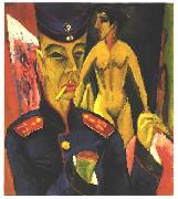 Ernst Ludwig Kirchner Self-portrait as a Soldier oil painting artist